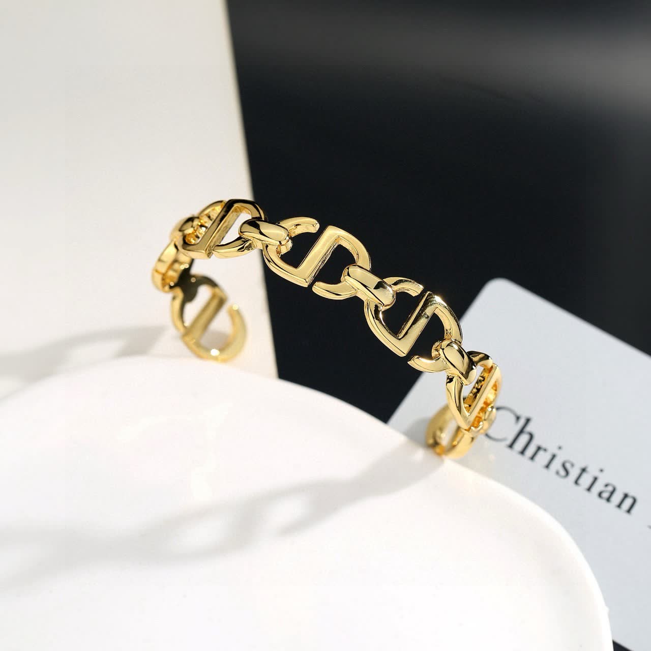 Louis Vuitton Christian Gold Tone Link Bracelet